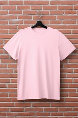 Oversized Light Pink Blank T-shirt Mockup On Brickwall Background