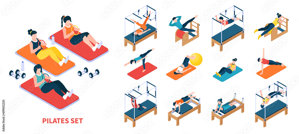 Poster Pilates icons set