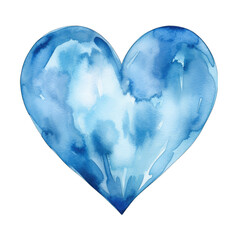Watercolor painted heart, isolated on transparent background
