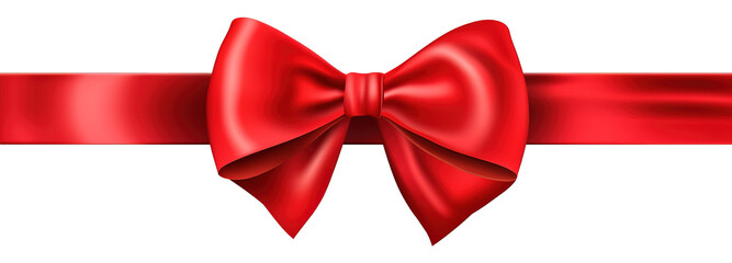 Red Ribbon Bow. Ribbon PNG. Red ribbon with bow isolated on white background.