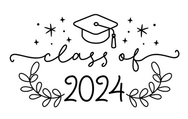 CLASS OF 2024. Graduation logo with cap.