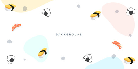 Background design for banner with japanese food dish concept. Japanese food ornaments. cute aesthetic background design japanese food menu