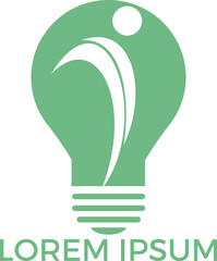 Happy human and light bulb logo design.