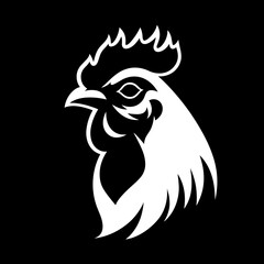 rooster silhouette logo white on black dark background