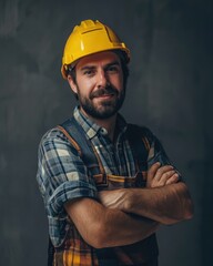 potrait of A happy european male construction worker 