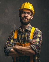 potrait of A happy european male construction worker 