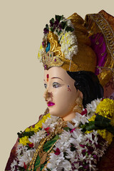Idol statue of Goddess Maa Durga, Happy Navratri and Dussehra