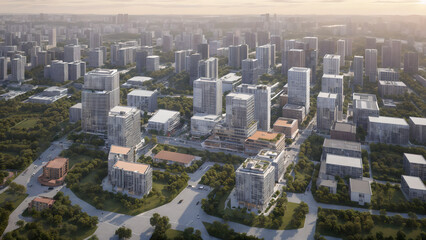 Fototapeta premium Modern cityscape, green city, city skyline