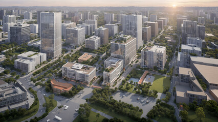 Obraz premium Modern cityscape, green city, city skyline