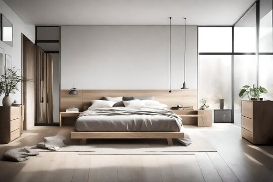 Serene atmosphere of a minimalist bedroom.