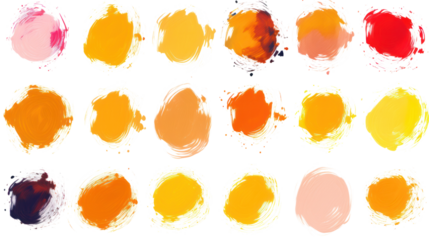 Set brush strokes paint circles. Ink hand isolated on transparent and white background.PNG image