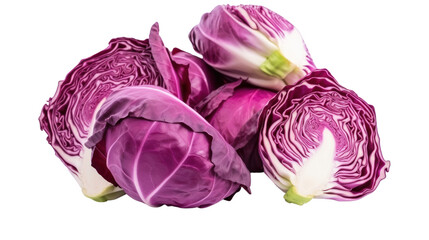 Obraz premium whole and half red radicchio isolated on transparent background,PNG image.