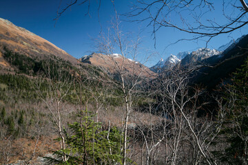 Caucasian mountains in autumn, Dombai, Russia.