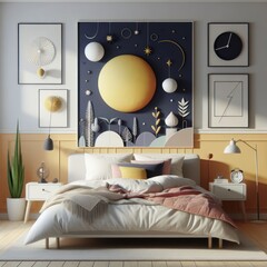 Realistic Vibrant minimalist bedroom setting