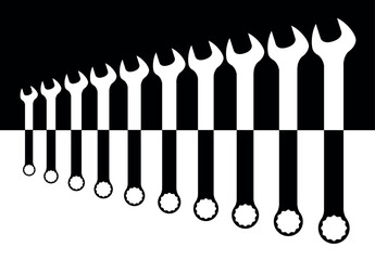 Black And White Spanner Set Silhouette