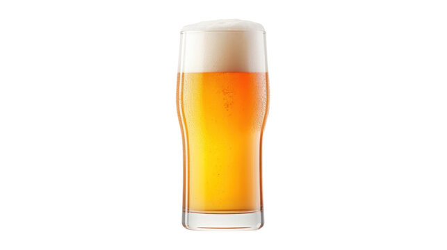 Glass of foamy beer isolated on transparent background,PNG image.