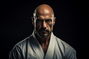 Obraz premium Generative AI picture of experienced karate fighter club martial arts traditional clothes training