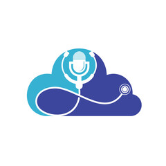 Doctor podcast vector logo design. Stethoscope and microphone illustration symbol.