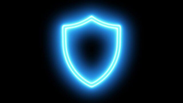 shield neon icon emblem logo animated shield neon emblem logo green screen 4k