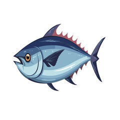 fish cartoon cute animal tuna vector flat