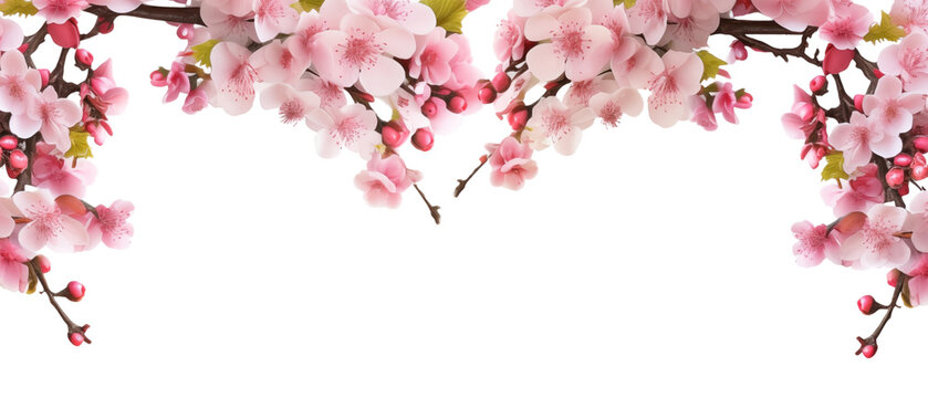 cherry blossom background with copy space for your text or image, generative AI.