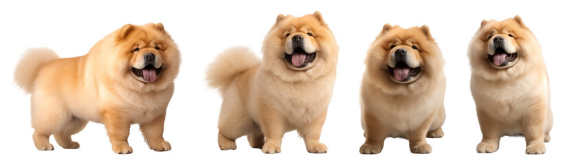 Set of  chow chow dog multi pose, isolated on transparent of white background