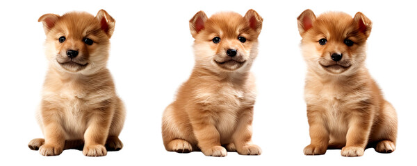 Set of shiba inu dog multi pose, isolated on transparent of white background