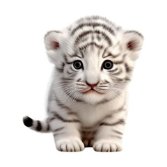 Portrait of white tiger, isolated on transparent of white background