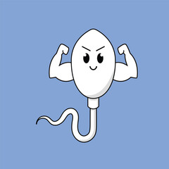 cute healthy and unhealthy strong sperm cells. cartoon