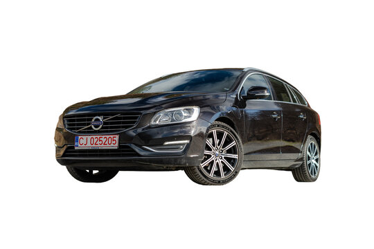 Cluj-Napoca, Cluj-Romania-10.12.2023-High-quality PNG image of a Volvo V60 hybrid car with a transparent background