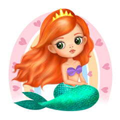 Fairy mermaid print, little mermaid, beautiful girl, girly print, mermaid girl