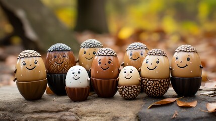 Acorns chestnuts handmade figures 