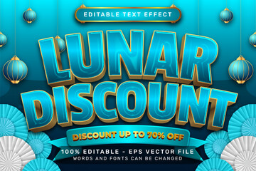 lunar discount 3d text effect and editable text effect with lanterns and Chinese ornaments
