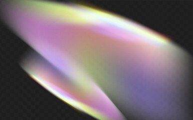 A set of colourful vector lens, crystal rainbow  light  and  flare transparent effects.Overlay for backgrounds.Triangular prism concept.