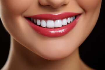 Fototapeta premium woman's smile with healthy white teeth, dentistry and beauty care
