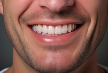 Fototapeta premium Male smile with snow-white healthy teeth close-up