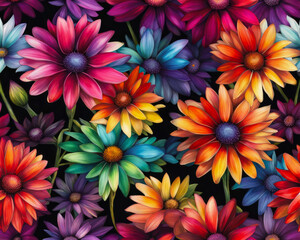 Beautiful colorful watercolor flowers wallpaper design. Generative ai