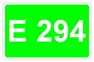 Illustration eines Europastraßenschildes der E 294 in Europa