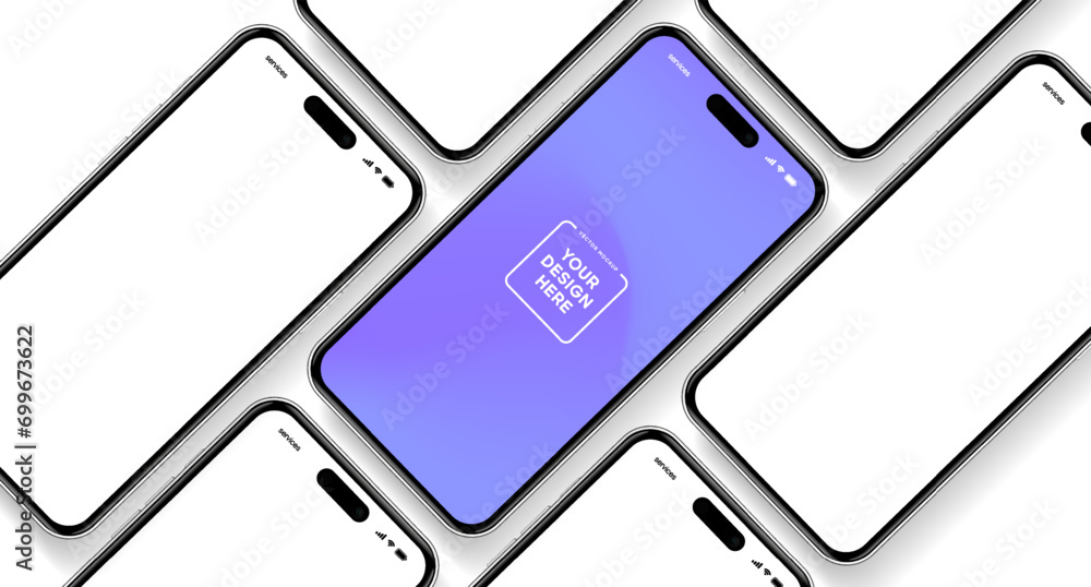 Aufkleber 3d realistic high quality smartphone mockup with isolated background. smart phone mockup collection.