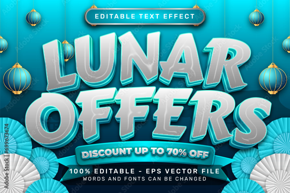 Aufkleber lunar offer 3d text effect and editable text effect with lanterns and chinese ornaments