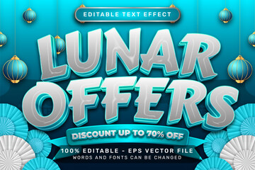 lunar offer 3d text effect and editable text effect with lanterns and Chinese ornaments