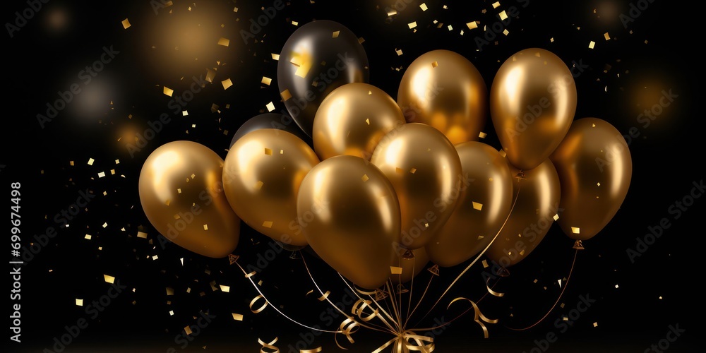 Poster balloons floating in the air generative ai