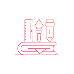 Stationary icon, pencil, paperclip, eraser, ruler, pen, notebook, scissors, highlighter, staple, compass, binder clip, push pin, sticky note, calculator, envelope, clipboard, tape dispenser, glue,