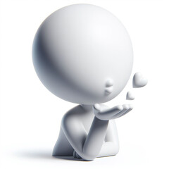 White 3D figure sending a kiss. AI generated
