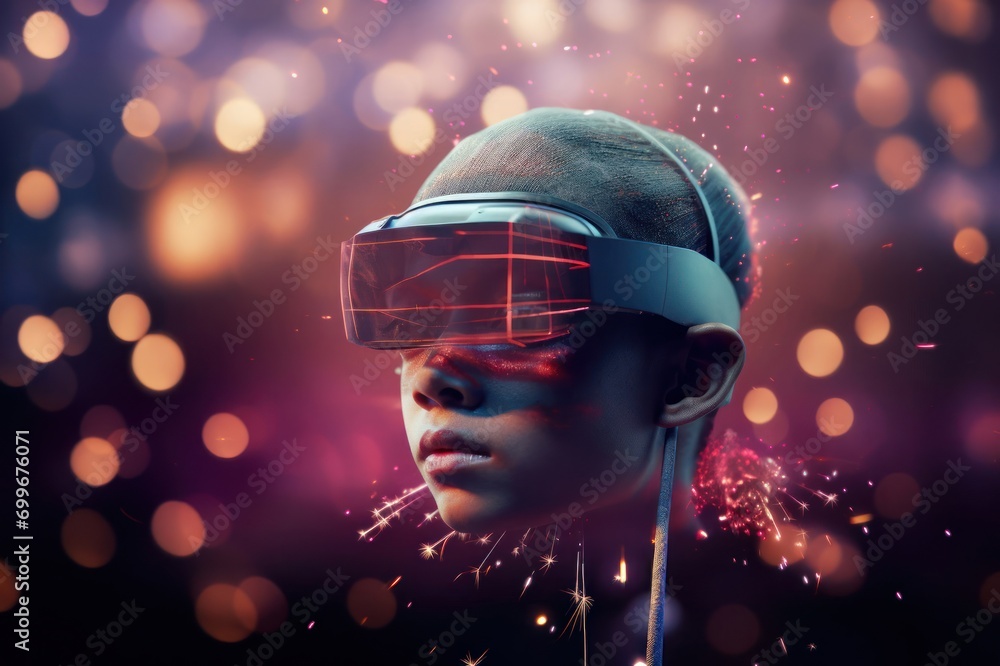 Aufkleber man experiencing virtual reality generative ai