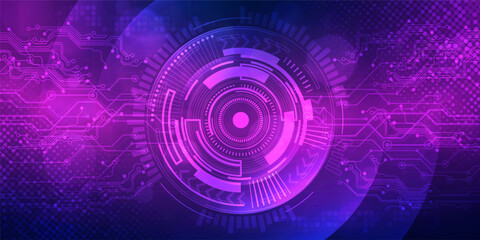 Digital technology futuristic Ai big data blue purple background, internet network connection, abstract cyber information communication, science innovation future tech, line dot illustration vector 3d