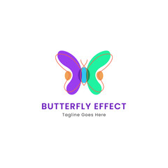 Colorful Butterfly Logo Vector Outline Monoline Icon Illustration