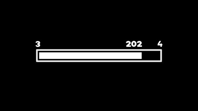 2024 New Year loading bar animation. New year loading with 202 moving follow the bar loading