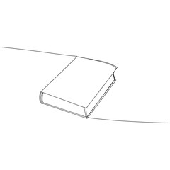 Open book single line art design with Continuous one line book outline vector art illustration 