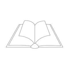 Open book single line art design with Continuous one line book outline vector art illustration 